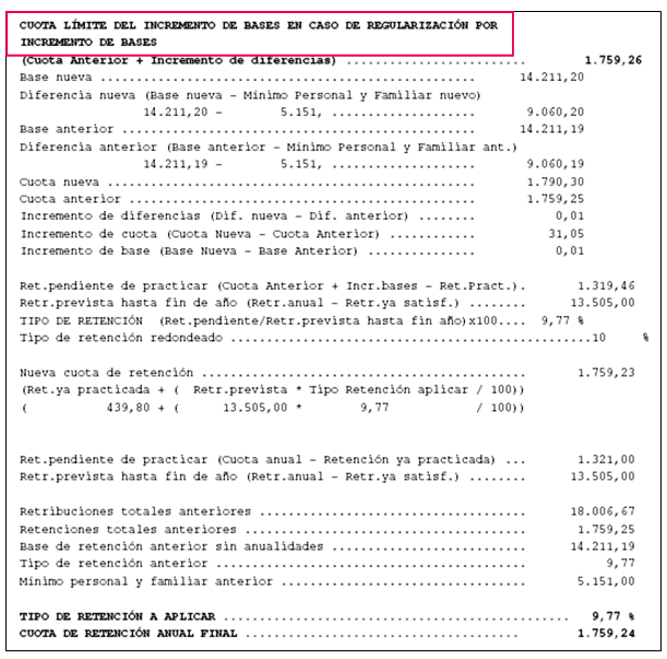 Criterios de cálculo del tipo de